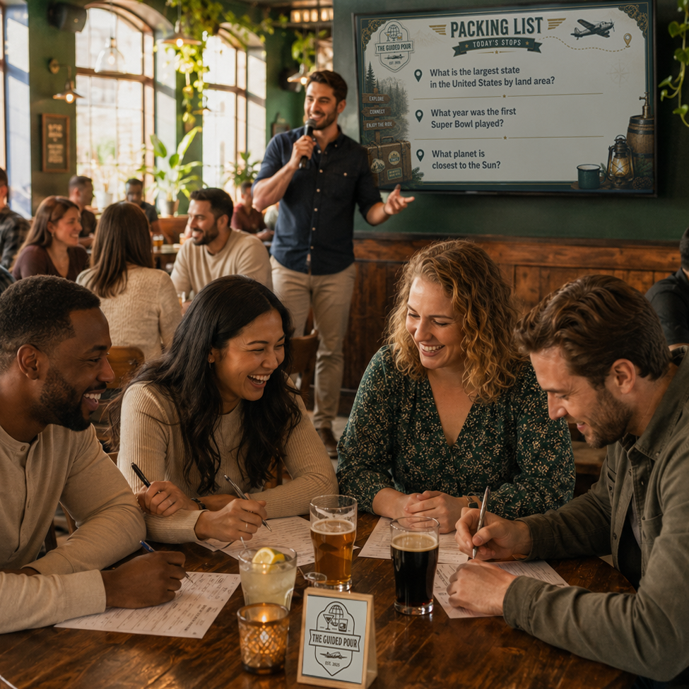 The Guided Pour trivia night with crowd in restaurant